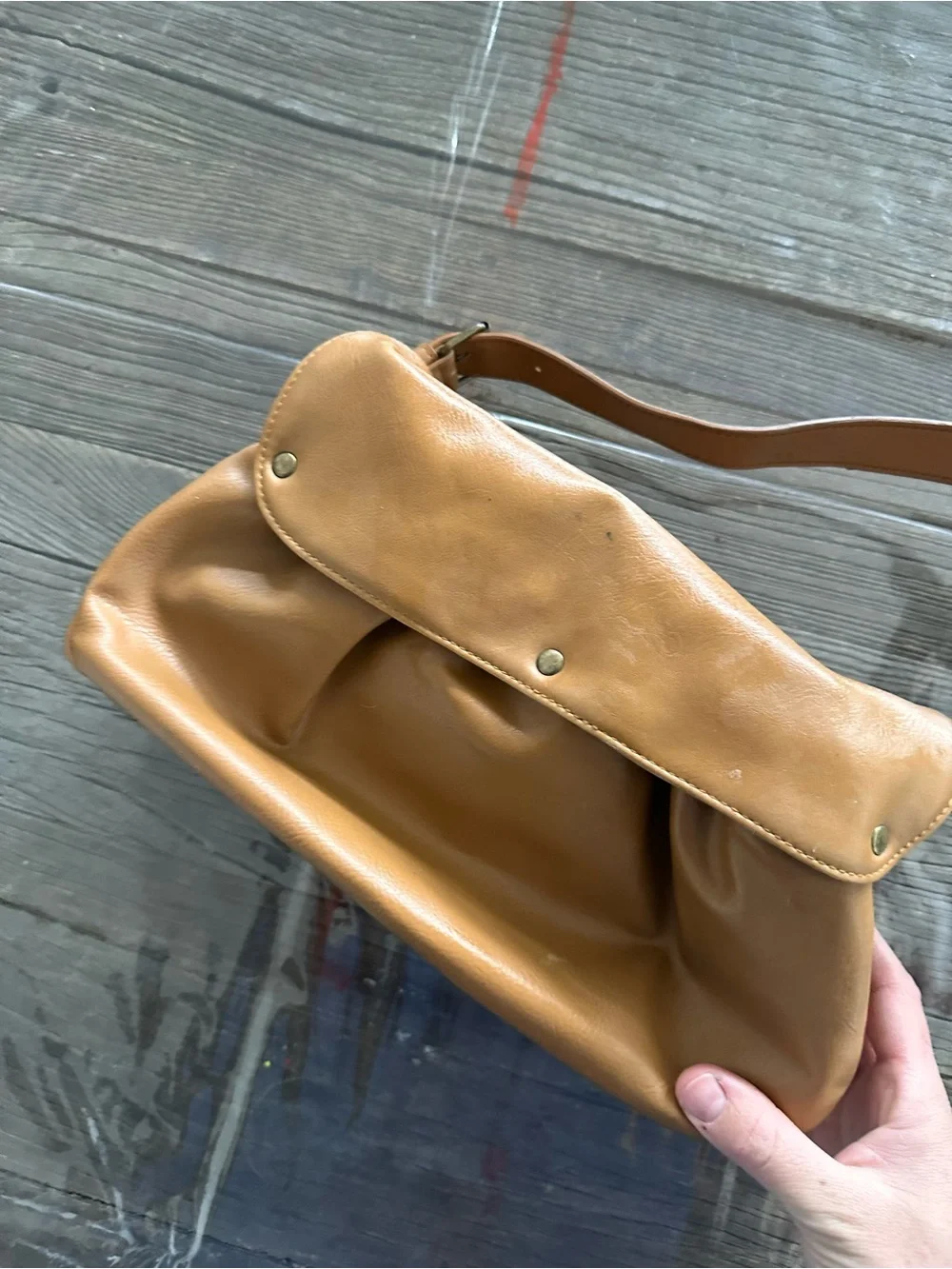 Enzo Angiolini Caramel Tan Leather Hobo Shoulder Bag